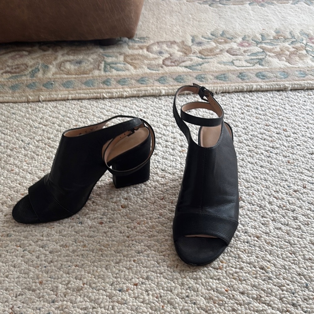 Franco Sarto Black Block Heel Slingbacks